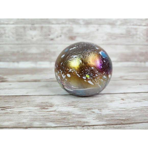 Tom St Clair 1994 Studio Glass Iridescent Speckle Abstract Paperweight Galaxy 3" - Picture 3 of 11